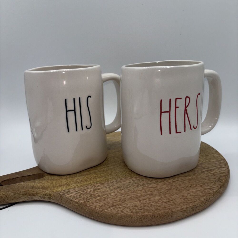 RAE DUNN HIS & HERS COFFEE MUGS (2) ARTISAN COLLECTION BY MAGENTA-Tea CUPS NWOT